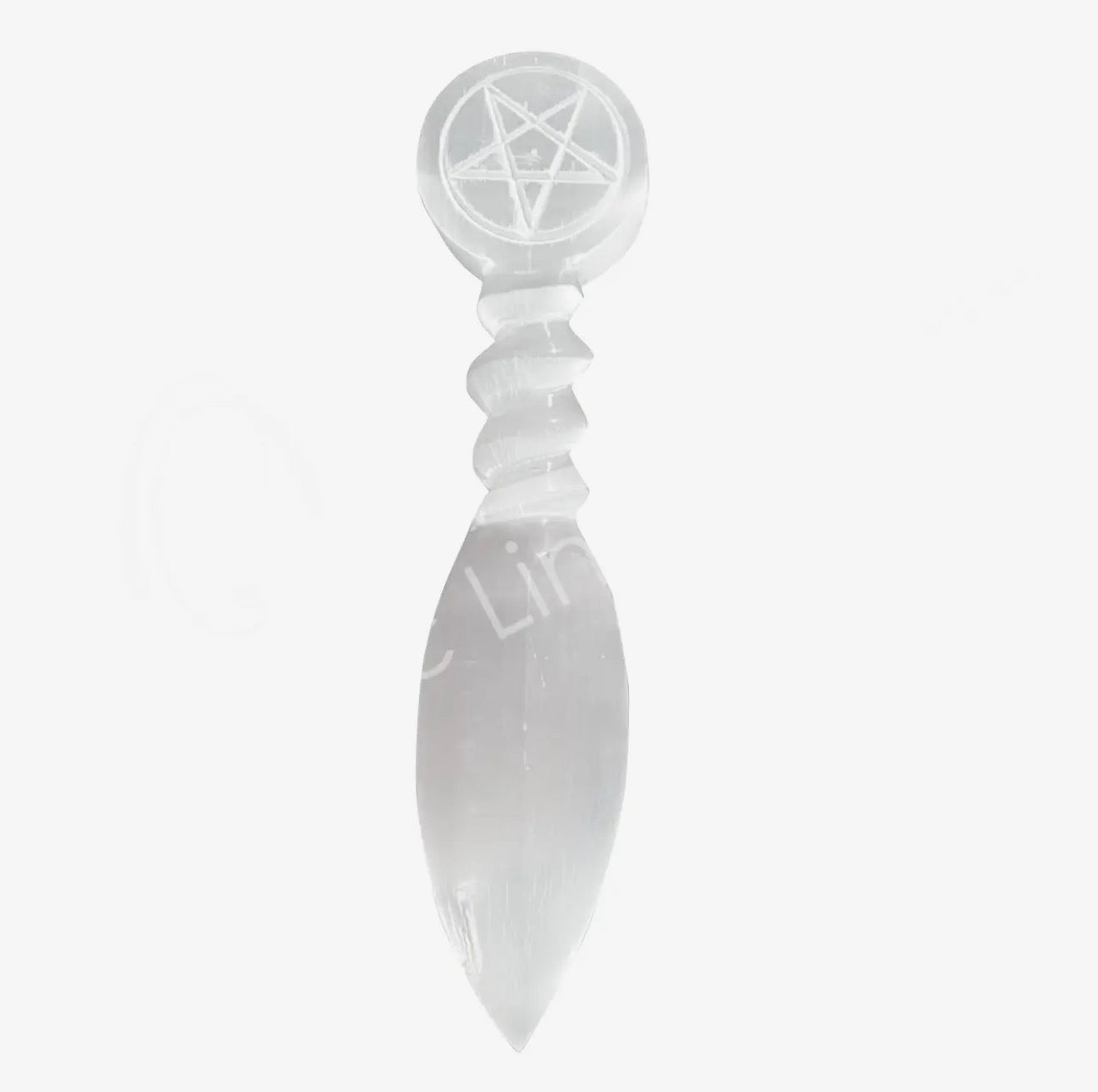 Ritual Selenite Athame – Pentacle Engraved