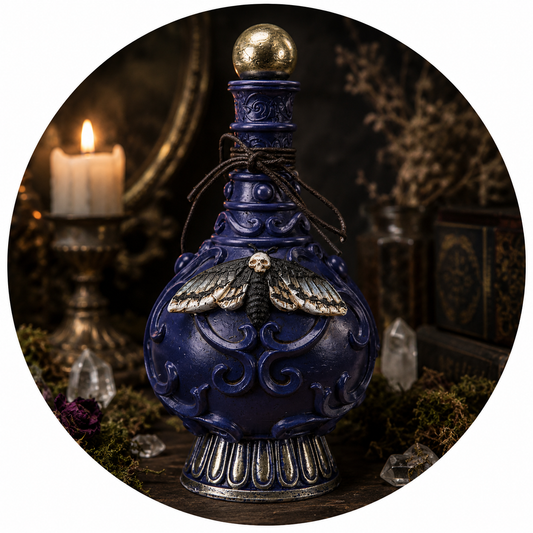 Ornate Moth Bottle – Apothecary Altar Vessel